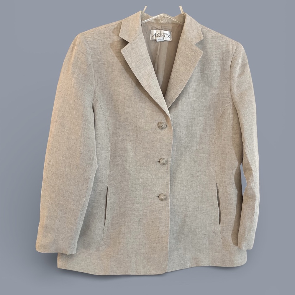 Casual Corner Annex Linen Blend Tan Blazer Sz 16